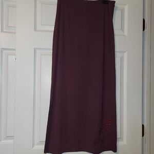 Vintage Y2K Straight Maxi‎ Skirt Embroidered Cherry Blossoms Women's Size Medium